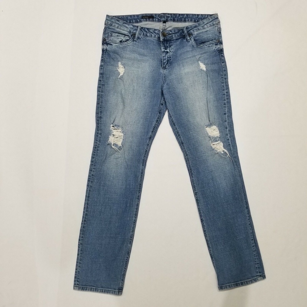 Kut from the Kloth Women's Light Blue Wash Distressed Boyfriend Jeans Size 14